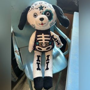 Sugar Skull Dog Plush Spark Create Imagine Baby Rattle Crinkle Ears 15 " NWT
